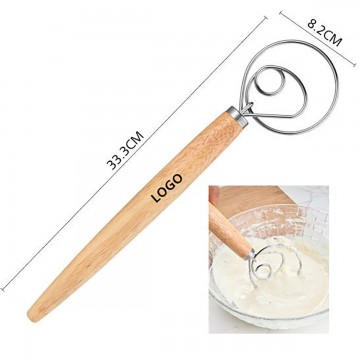 Wood Handle Dough Egg Whisk